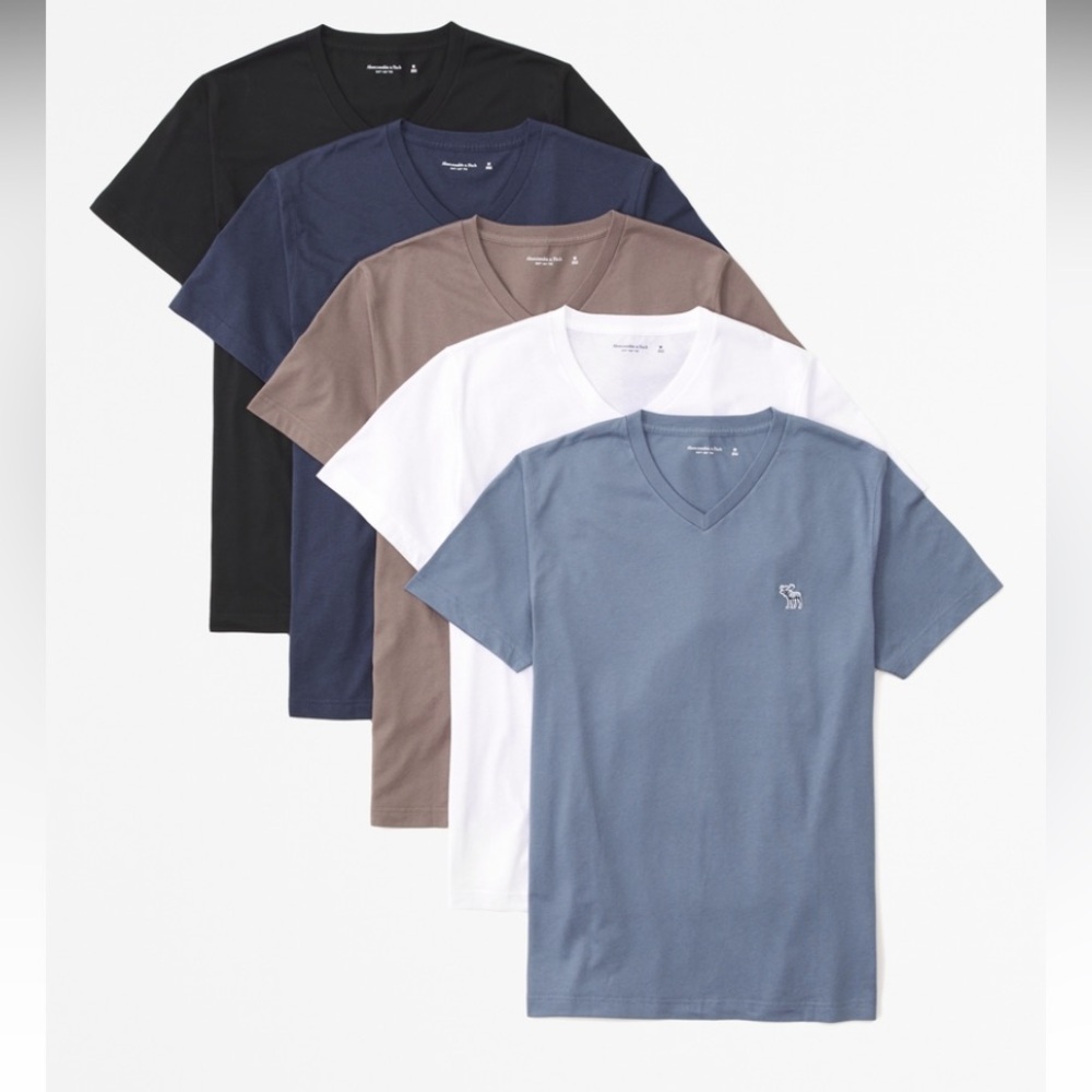 Mens Abercrombie & Fitch Signature Icon V-Neck Tee 5 Pack size Medium